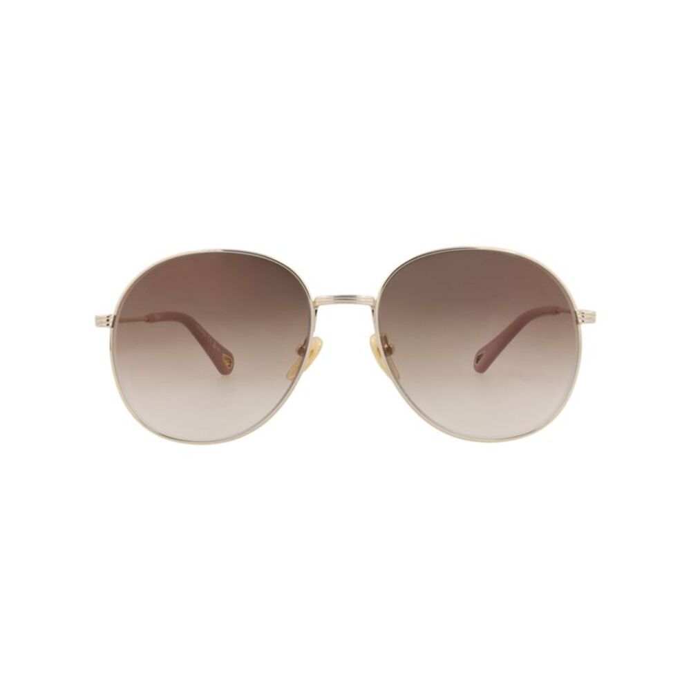 Chloé Round-Frame Metal Sunglasses Gold Womens